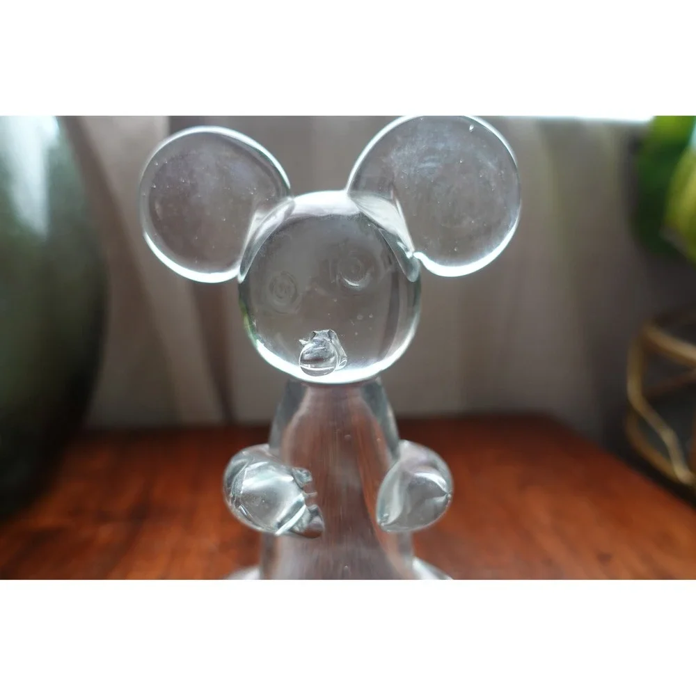 Vintage Clear Art‎ Glass Mouse Figurine 7 Inch Hand Blown MCM Animal Sculpture